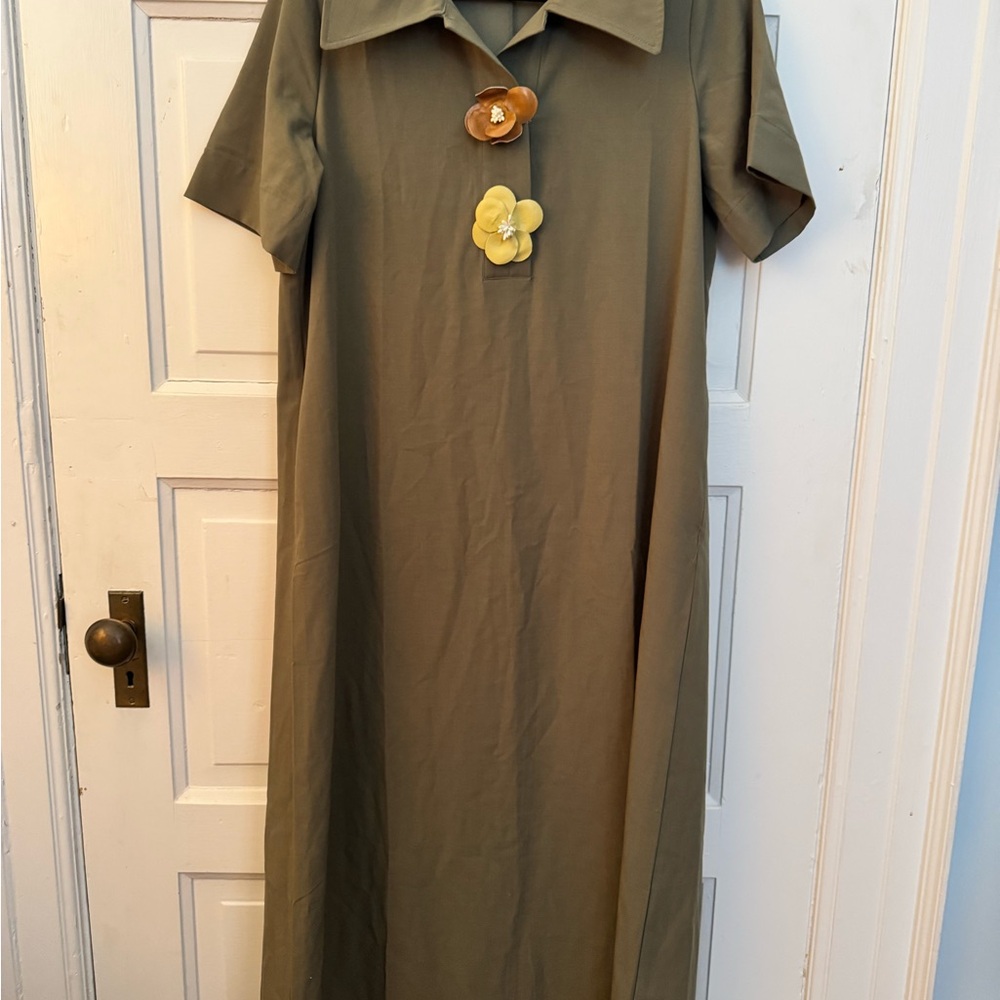 Tuckernuck Elegant Olive Green Midi Dress - Picture 2 of 3